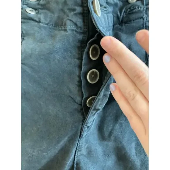 Anthropologie Pants 27P Crop Button Fly Gray Straight Leg Pleated Retro 80s 27 - Picture 4 of 16